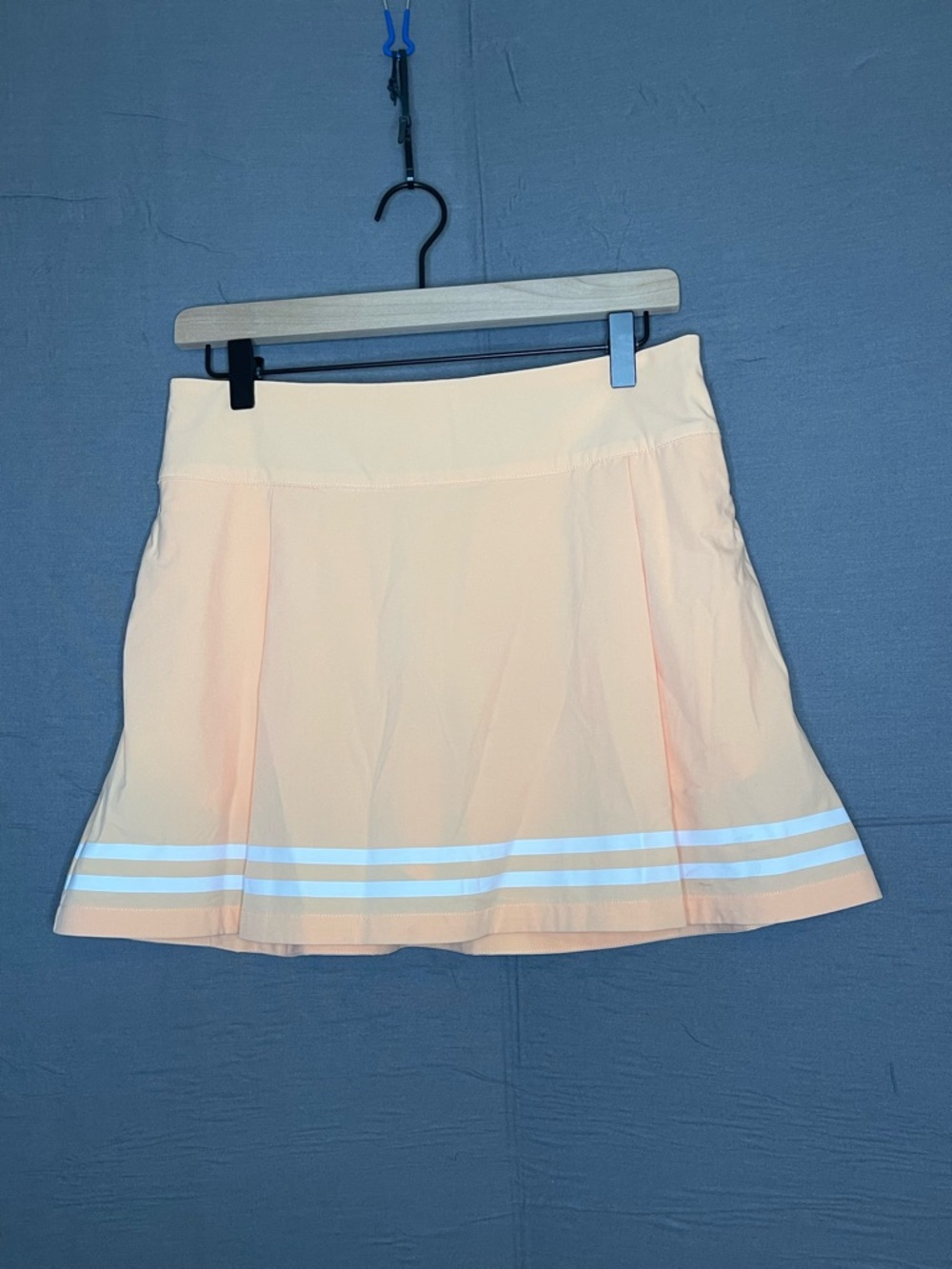 NWT CALIA Golf Side Zip Skort Peach Apricot White Stripe Women's Size 6 15"